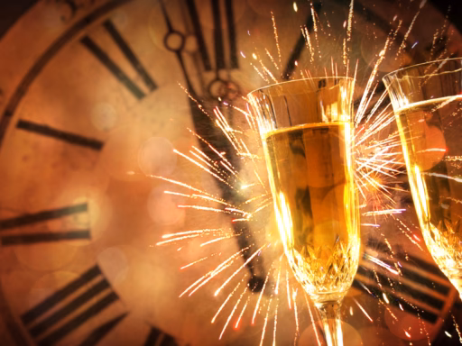 Novyi God Rozhdestvo Prazdnik Bokaly Shampanskoe Ogni Saliut