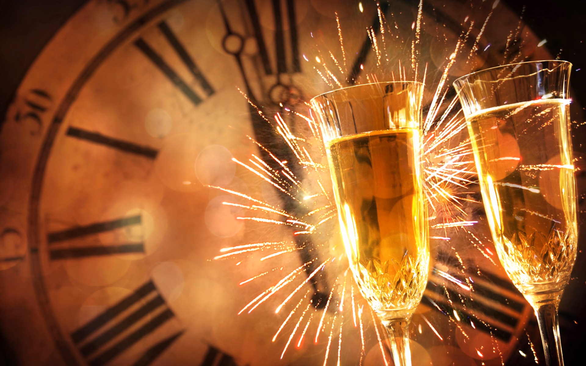 Novyi God Rozhdestvo Prazdnik Bokaly Shampanskoe Ogni Saliut