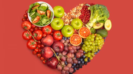 Serdtse Kompozitsiia Frukty Ovoshchi Krasnyi Fon Assorti Raz